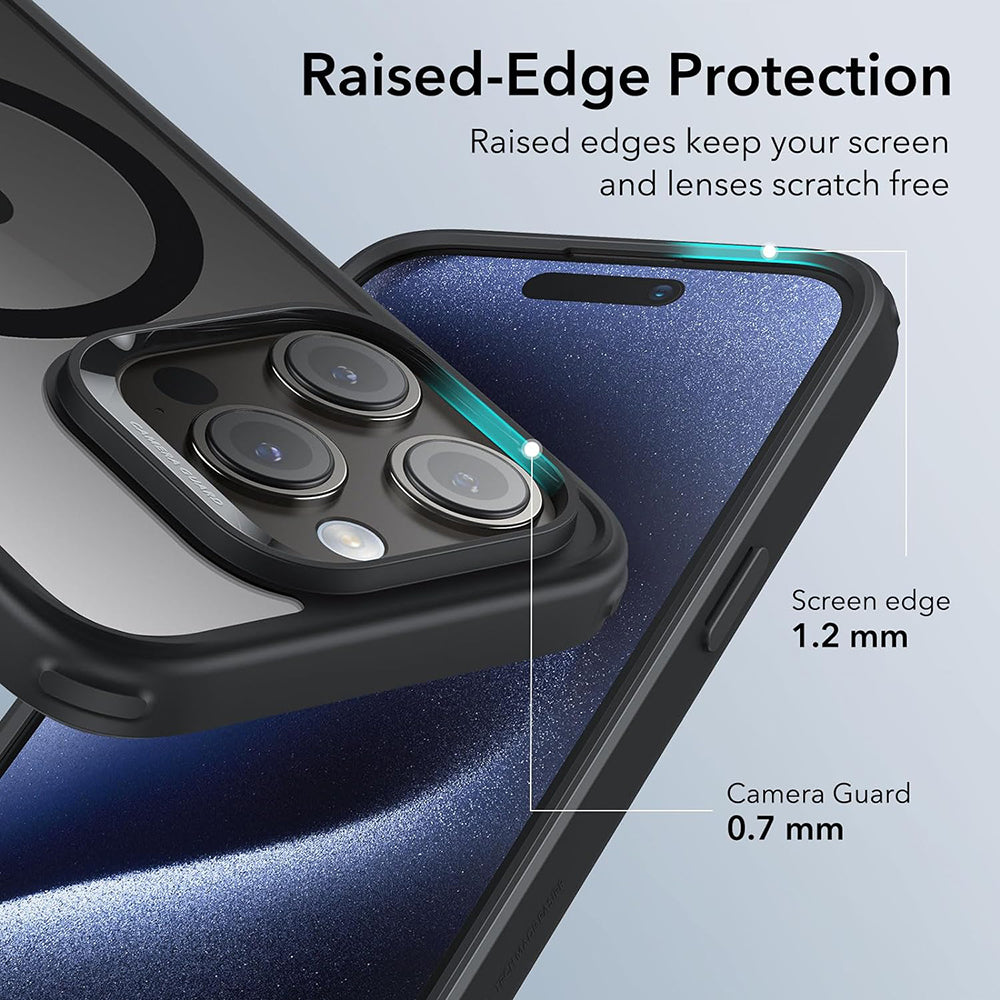 Husa MagSafe pentru Apple iPhone 15 Pro Max, ESR, Classic Hybrid, Neagra Transparenta