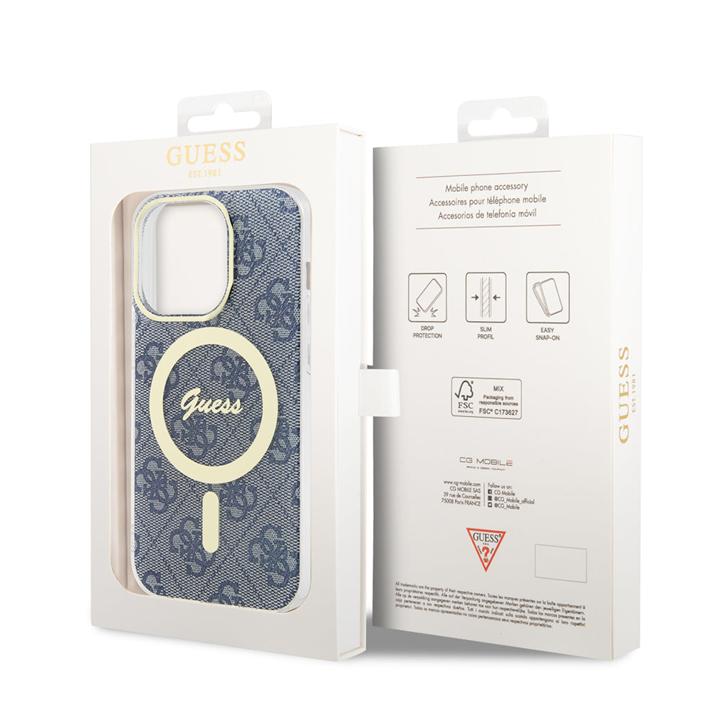 Husa MagSafe pentru Apple iPhone 15 Pro Max, Guess, IML 4G, Albastra