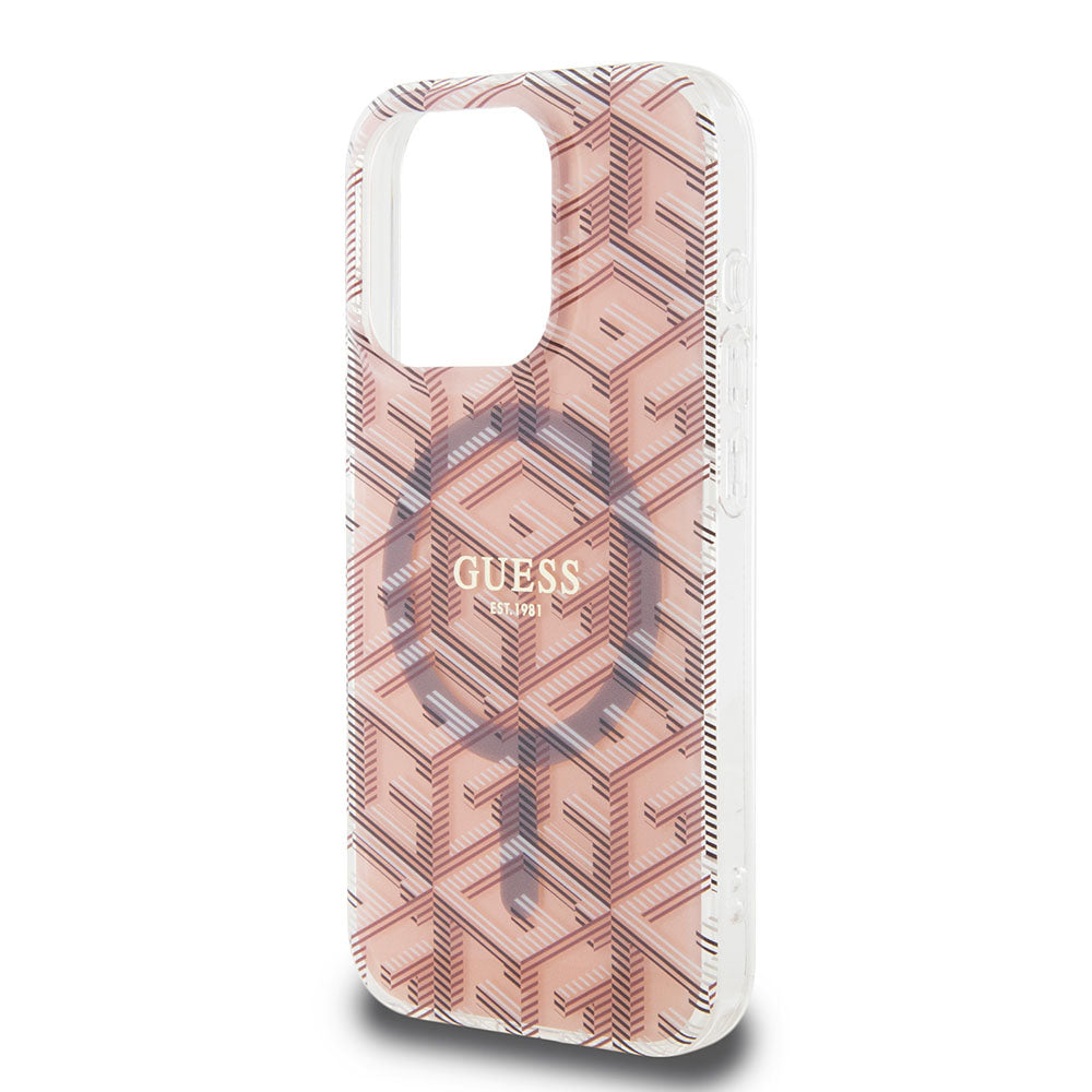 Husa MagSafe pentru Apple iPhone 15 Pro Max, Guess, IML Gcube, Roz