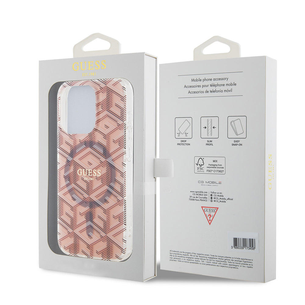 Husa MagSafe pentru Apple iPhone 15 Pro Max, Guess, IML Gcube, Roz