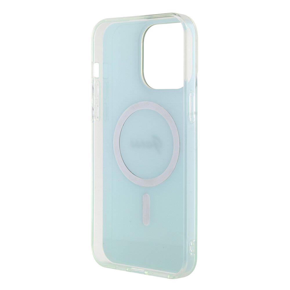 Husa MagSafe pentru Apple iPhone 15 Pro Max, Guess, IML Iridescent, Turcoaz
