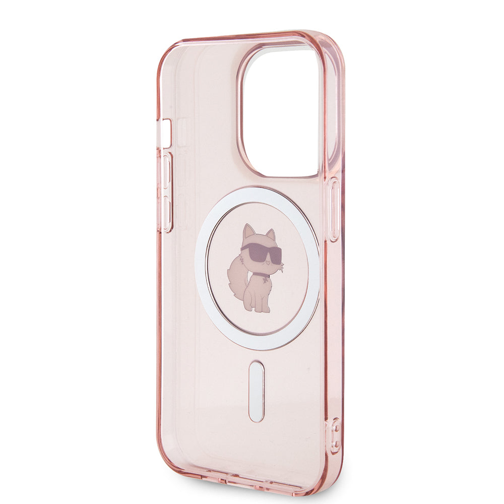 Husa MagSafe pentru Apple iPhone 15 Pro Max, Karl Lagerfeld, IML Choupette, Roz