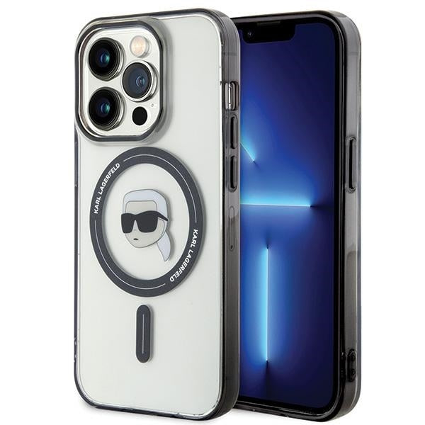 Husa MagSafe pentru Apple iPhone 15 Pro Max, Karl Lagerfeld, IML Karl's Head, Transparenta