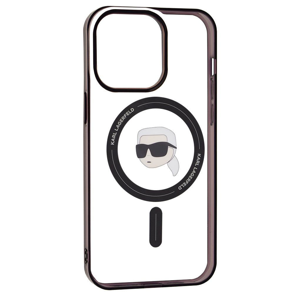 Husa MagSafe pentru Apple iPhone 15 Pro Max, Karl Lagerfeld, IML Karl's Head, Transparenta