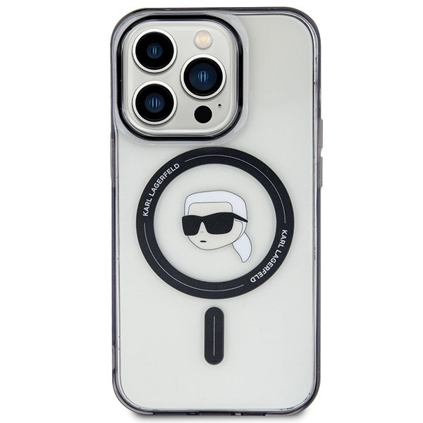 Husa MagSafe pentru Apple iPhone 15 Pro Max, Karl Lagerfeld, IML Karl's Head, Transparenta