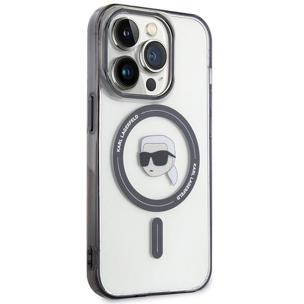 Husa MagSafe pentru Apple iPhone 15 Pro Max, Karl Lagerfeld, IML Karl's Head, Transparenta