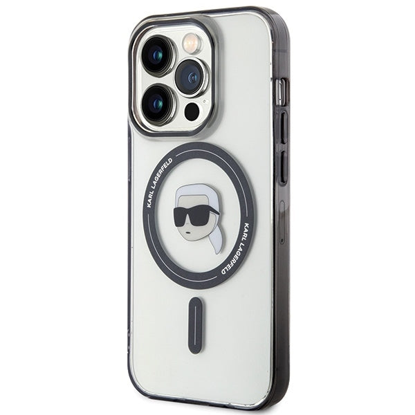 Husa MagSafe pentru Apple iPhone 15 Pro Max, Karl Lagerfeld, IML Karl's Head, Transparenta