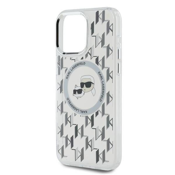 Husa MagSafe pentru Apple iPhone 15 Pro Max, Karl Lagerfeld, IML Monogram Karl & Choupette's Heads, Transparenta