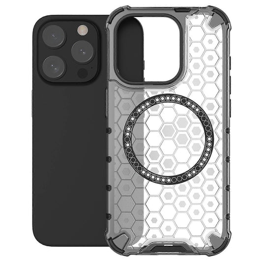 Husa MagSafe pentru Apple iPhone 15 Pro Max, Techsuit, HoneyComb Shield, Alba