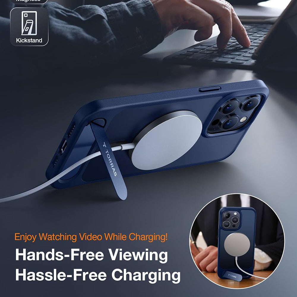 Husa MagSafe pentru Apple iPhone 15 Pro Max, Torras, Pstand, Bleumarin