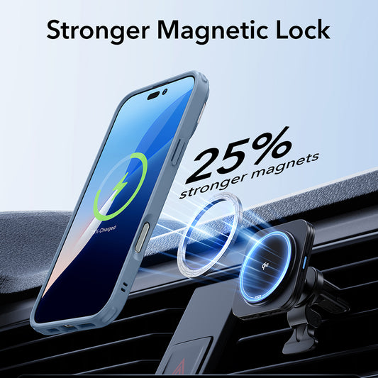 Husa MagSafe pentru Apple iPhone 16, ESR, Classic Hybrid Kickstand, Albastra Transparenta