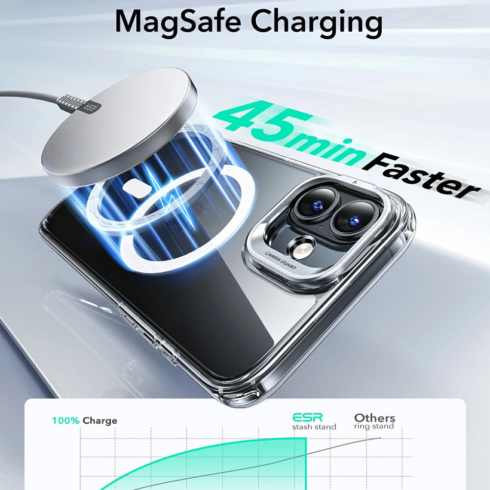 Husa MagSafe pentru Apple iPhone 16, ESR, Classic Hybrid Kickstand, Transparenta