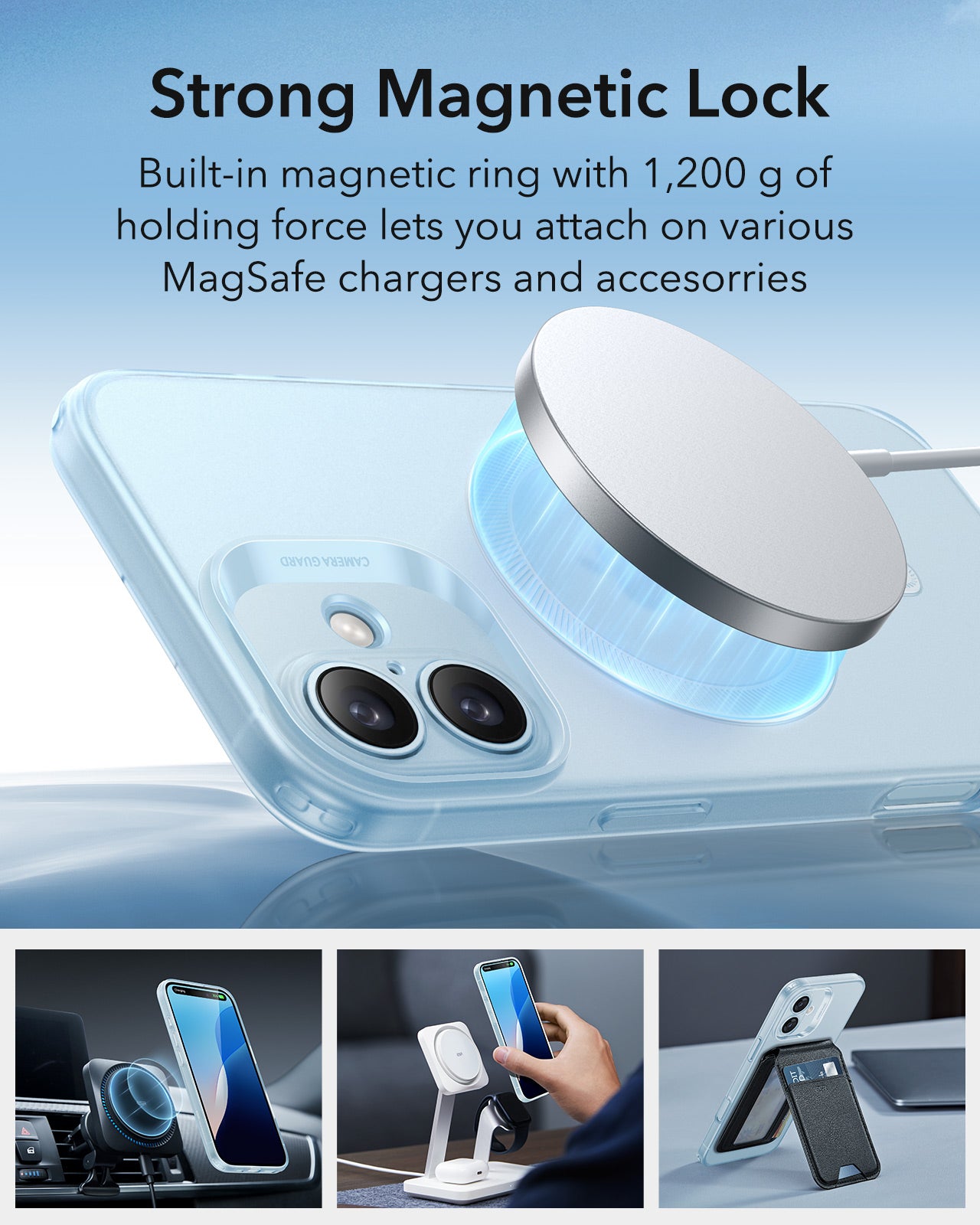 Husa MagSafe pentru Apple iPhone 16, ESR, Zero, Albastra Satinata