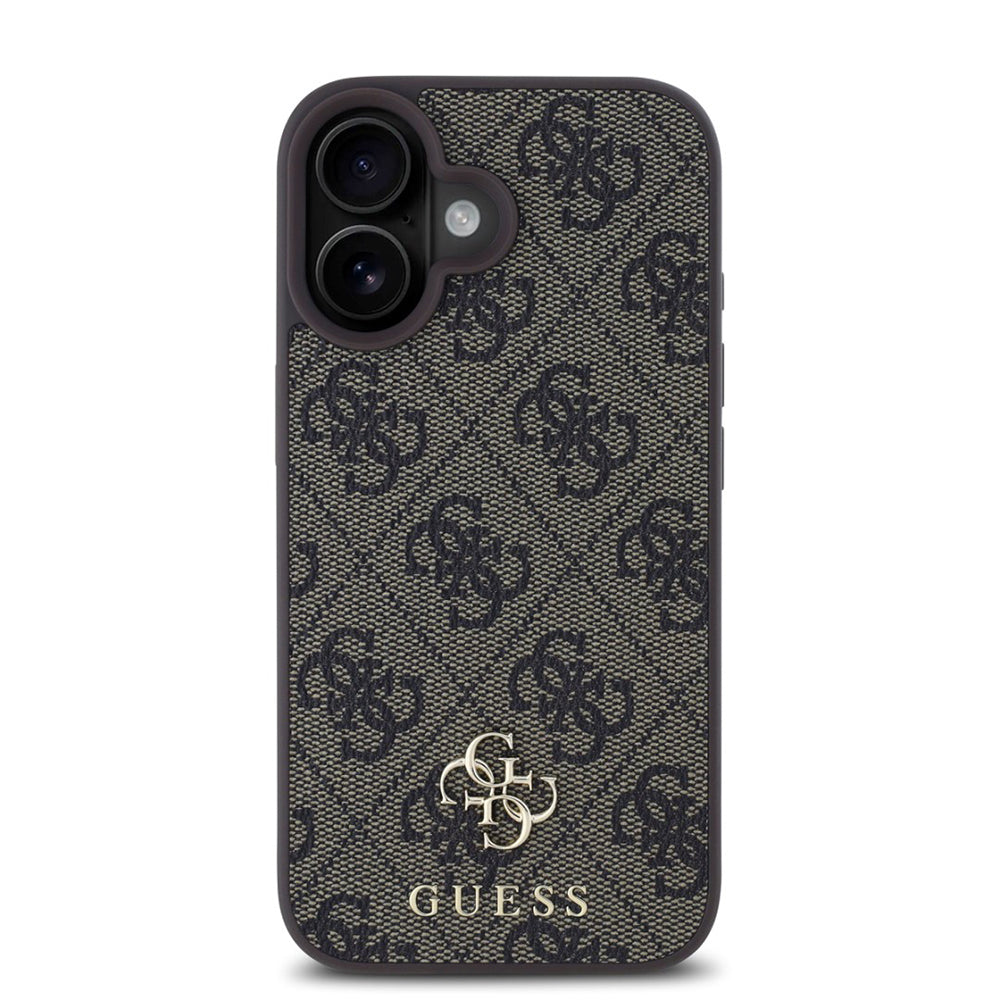 Husa MagSafe pentru Apple iPhone 16, Guess, 4G Classic, Maro