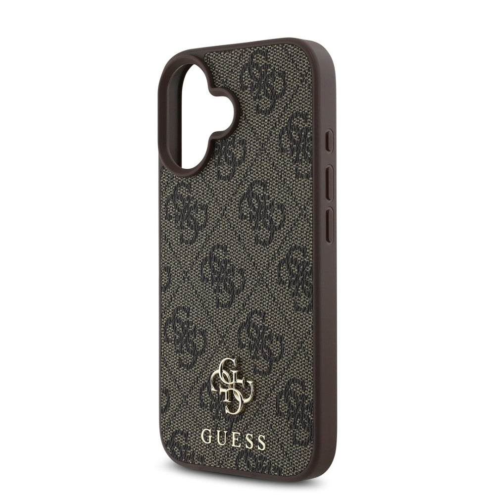 Husa MagSafe pentru Apple iPhone 16, Guess, 4G Classic, Maro