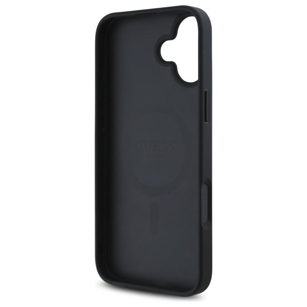Husa MagSafe pentru Apple iPhone 16, Guess, 4G Flowers Print, Neagra