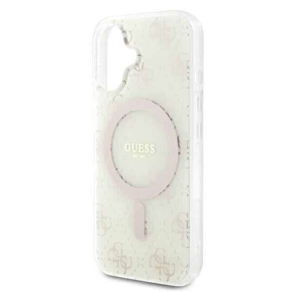 Husa MagSafe pentru Apple iPhone 16, Guess, IML 4G Background, Alba