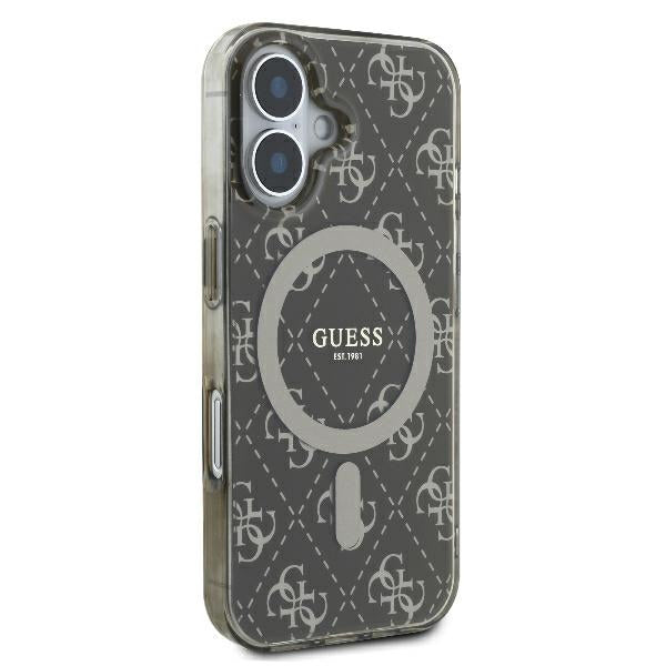 Husa MagSafe pentru Apple iPhone 16, Guess, IML 4G Background, Maro