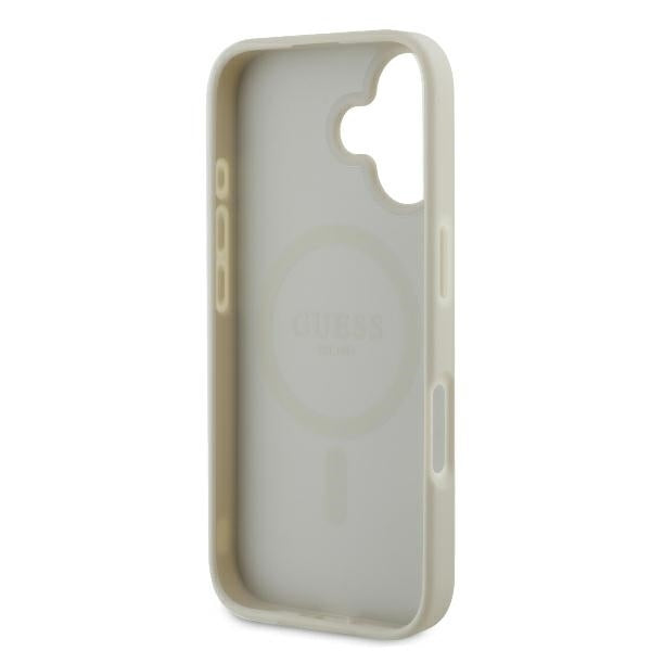 Husa MagSafe pentru Apple iPhone 16, Guess, Peony Script, Alba
