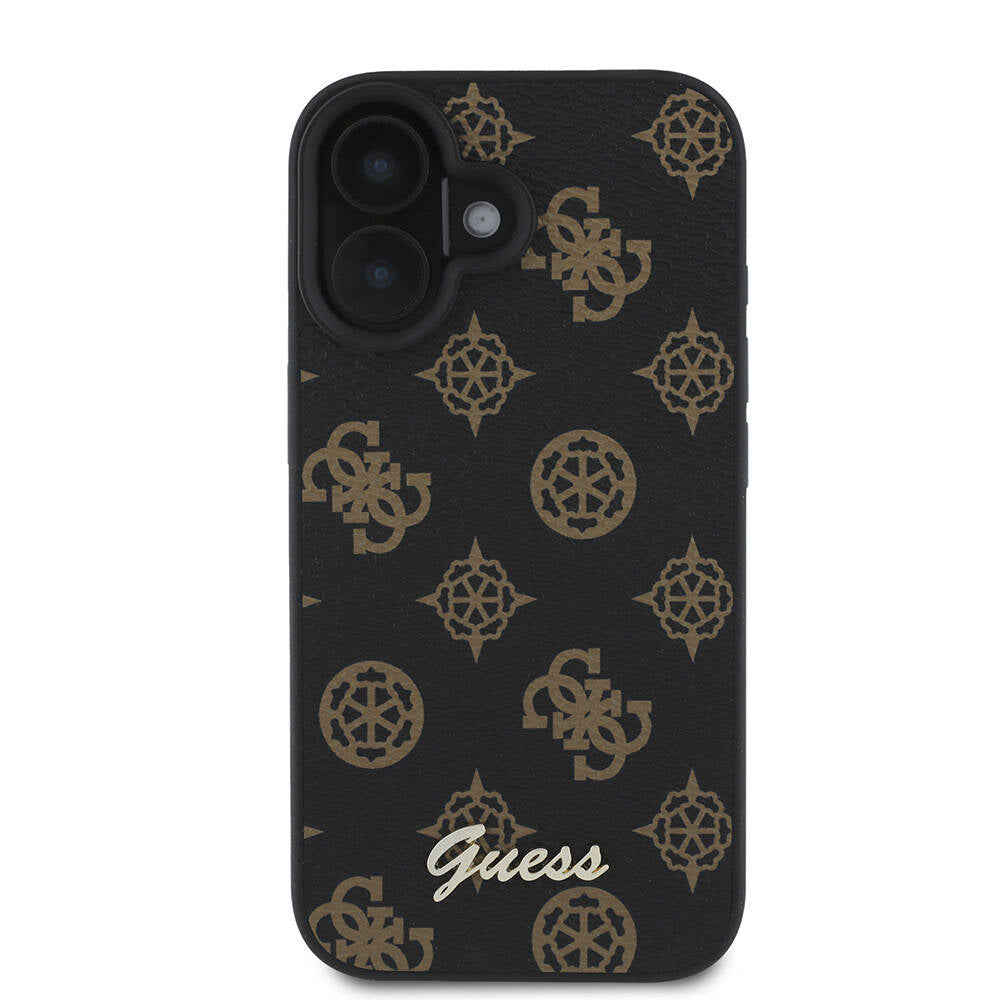 Husa MagSafe pentru Apple iPhone 16, Guess, Peony Script, Neagra