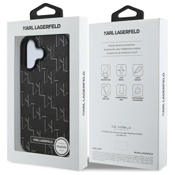 Husa MagSafe pentru Apple iPhone 16, Karl Lagerfeld, Hot Stamp, Neagra