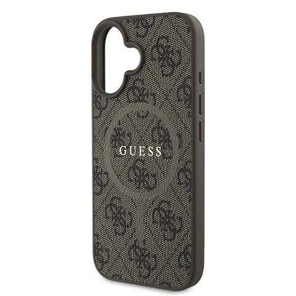 Husa MagSafe pentru Apple iPhone 16 Plus, Guess, 4G Ring Classic Logo, Maro