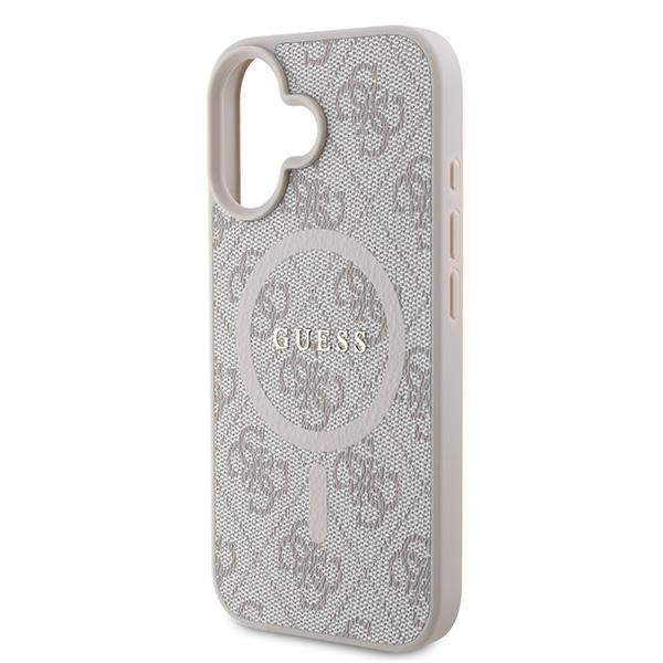 Husa MagSafe pentru Apple iPhone 16 Plus, Guess, 4G Ring Classic Logo, Roz