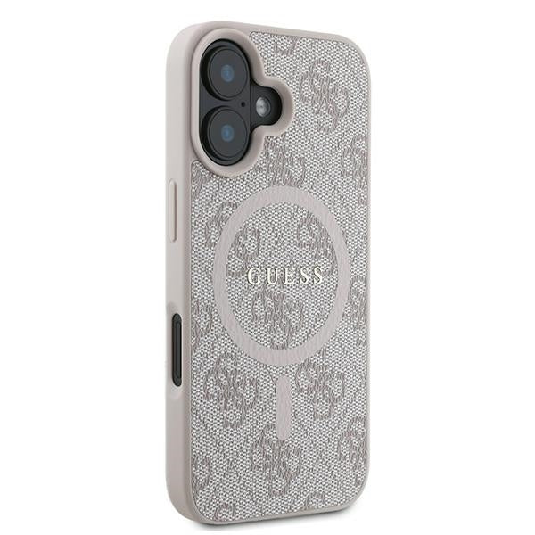 Husa MagSafe pentru Apple iPhone 16 Plus, Guess, 4G Ring Classic Logo, Roz