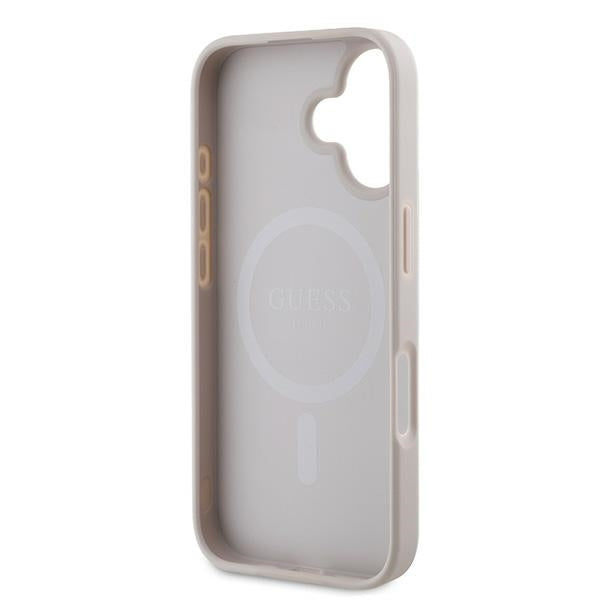 Husa MagSafe pentru Apple iPhone 16 Plus, Guess, 4G Ring Classic Logo, Roz
