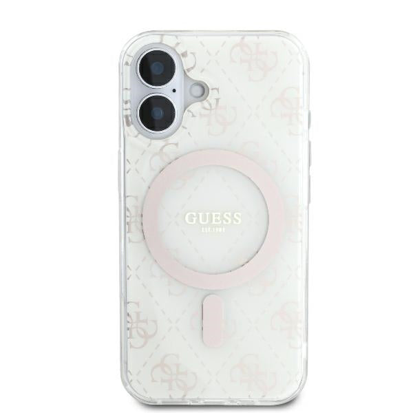 Husa MagSafe pentru Apple iPhone 16 Plus, Guess, IML 4G Background, Alba