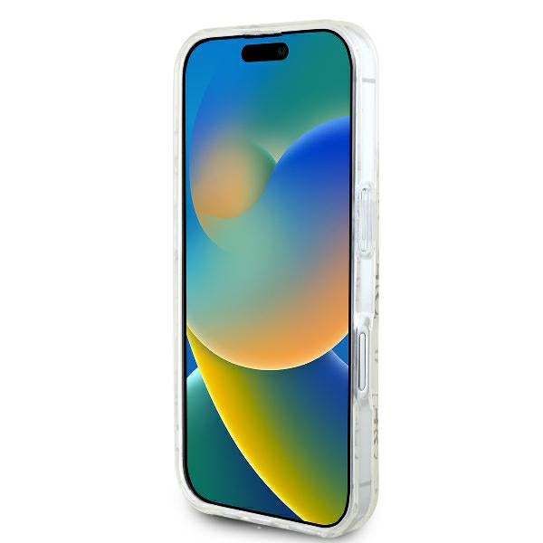 Husa MagSafe pentru Apple iPhone 16 Plus, Guess, IML 4G Background, Alba