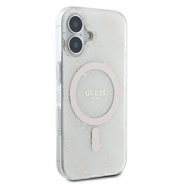 Husa MagSafe pentru Apple iPhone 16 Plus, Guess, IML 4G Background, Alba