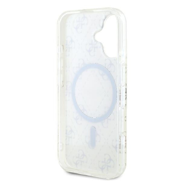 Husa MagSafe pentru Apple iPhone 16 Plus, Guess, IML 4G Background, Alba