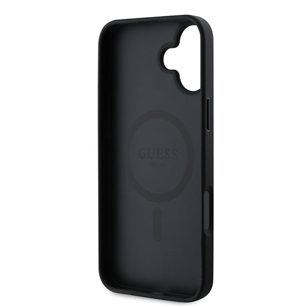 Husa MagSafe pentru Apple iPhone 16 Plus, Guess, Saffiano Peony Classic Logo, Roz