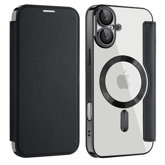 Husa MagSafe pentru Apple iPhone 16 Plus, Techsuit, SmartMag Book, Neagra