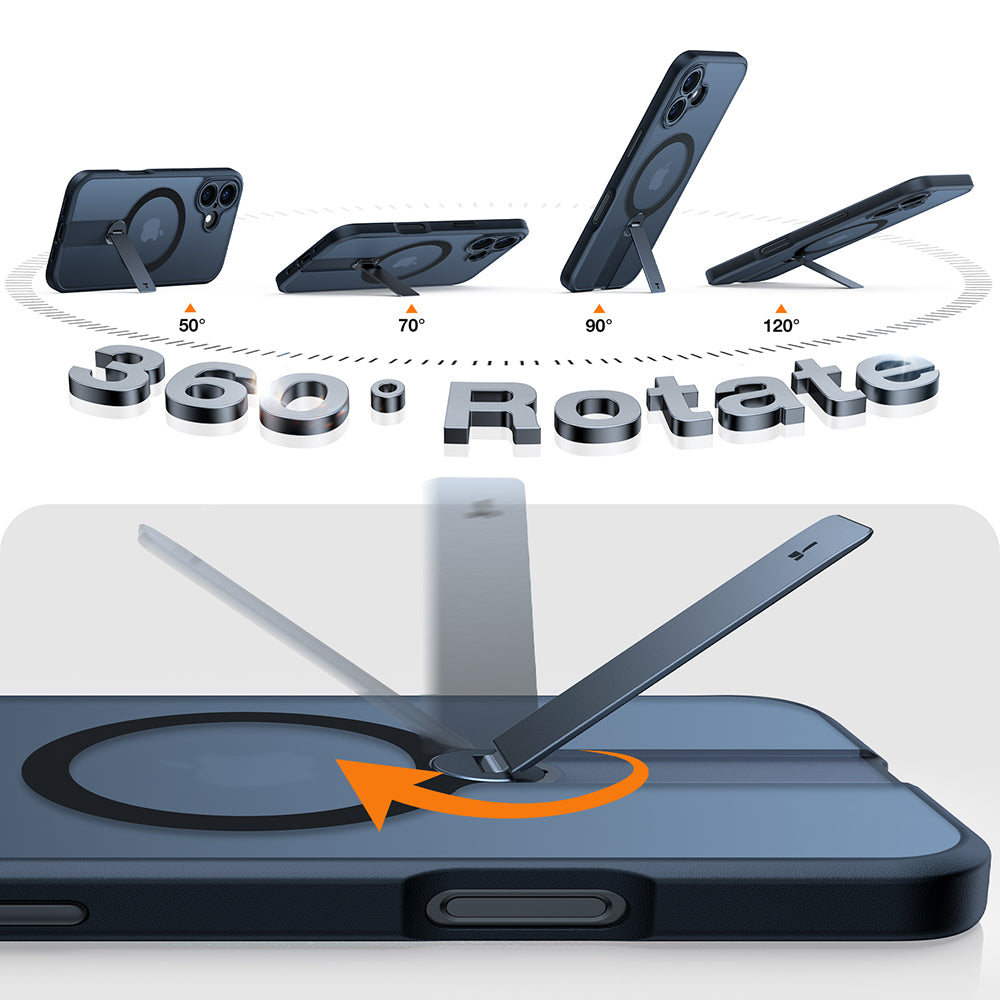 Husa MagSafe pentru Apple iPhone 16 Plus, Torras, Pstand Spin, Neagra