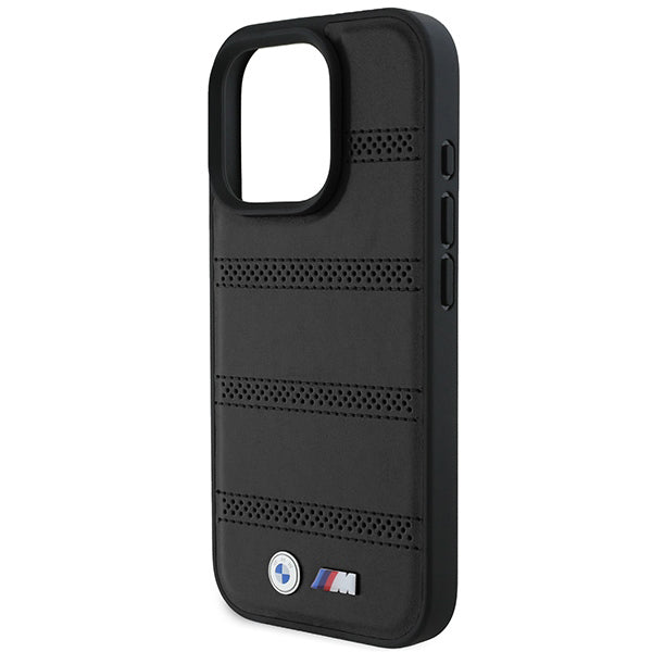 Husa MagSafe pentru Apple iPhone 16 Pro, BMW, M Perforated And Stitched Line, Neagra