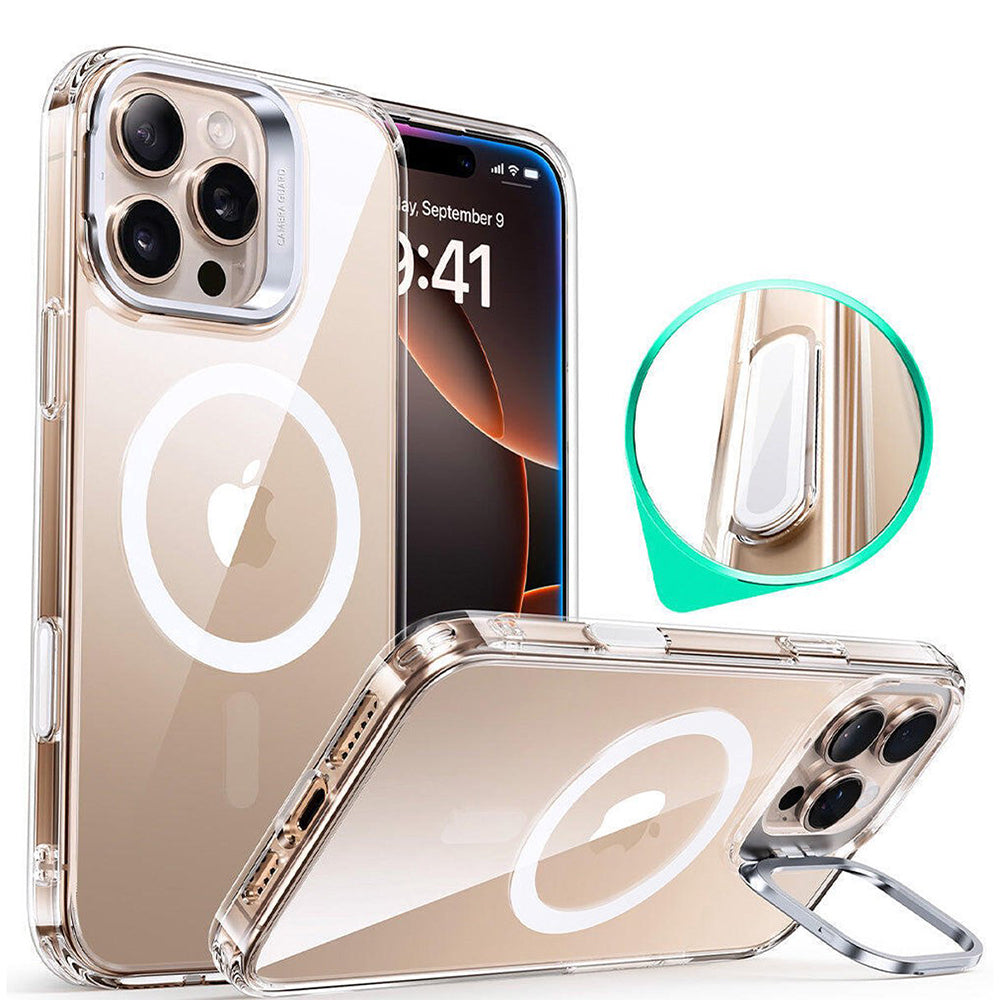 Husa MagSafe pentru Apple iPhone 16 Pro, ESR, Classic Hybrid Kickstand Slide, Transparenta