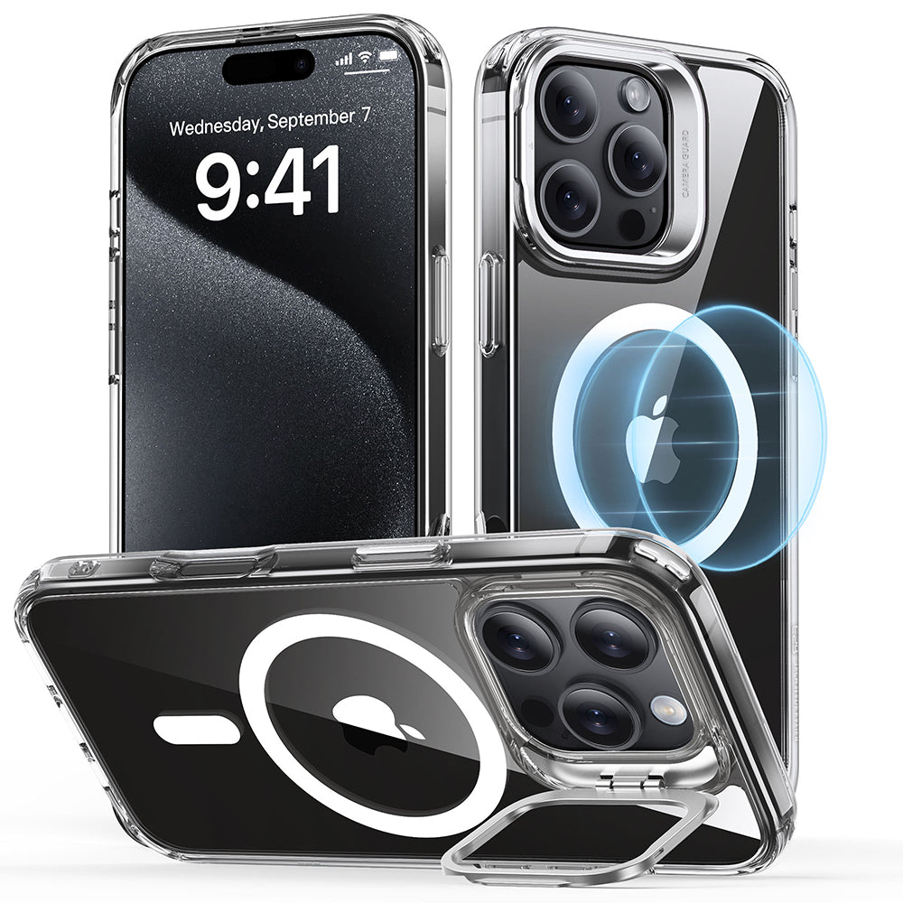 Husa MagSafe pentru Apple iPhone 16 Pro, ESR, Classic Hybrid Kickstand, Transparenta