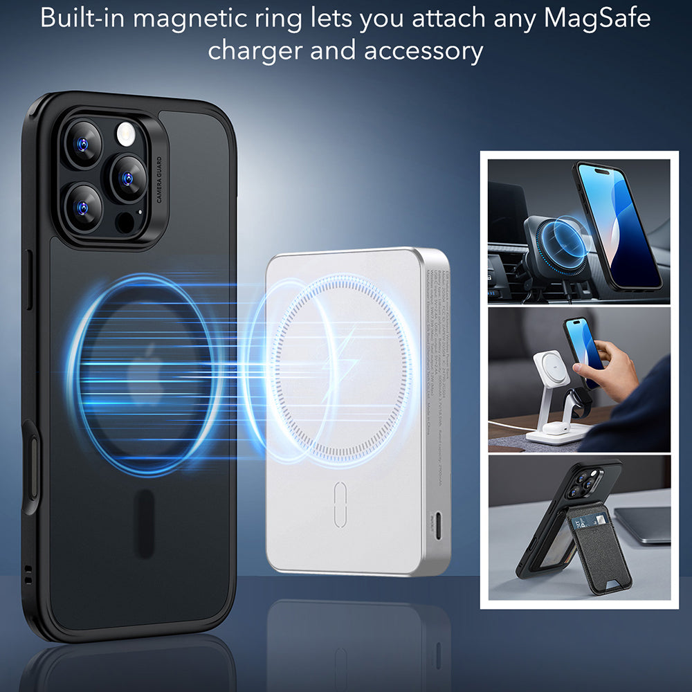 Husa MagSafe pentru Apple iPhone 16 Pro, ESR, Classic Hybrid, Neagra Satinata