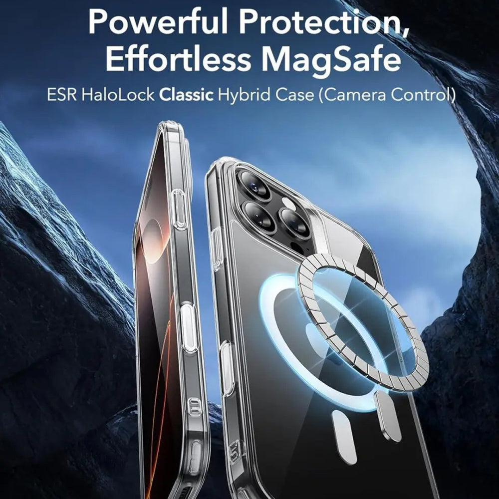 Husa MagSafe pentru Apple iPhone 16 Pro, ESR, Classic Hybrid Slide, Neagra Transparenta