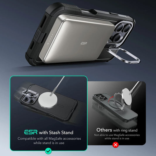 Husa MagSafe pentru Apple iPhone 16 Pro, ESR, Cyber Armor Kickstand, Neagra