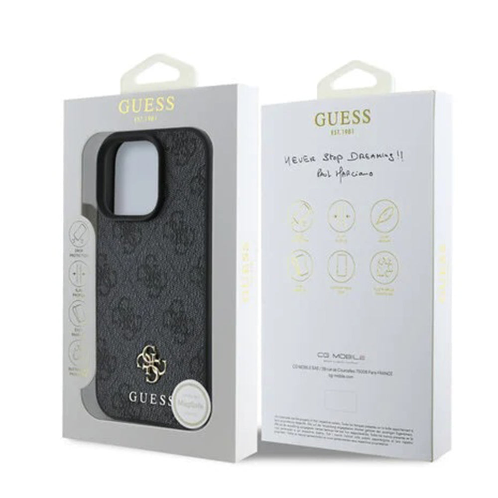 Husa MagSafe pentru Apple iPhone 16 Pro, Guess, 4G Classic, Neagra