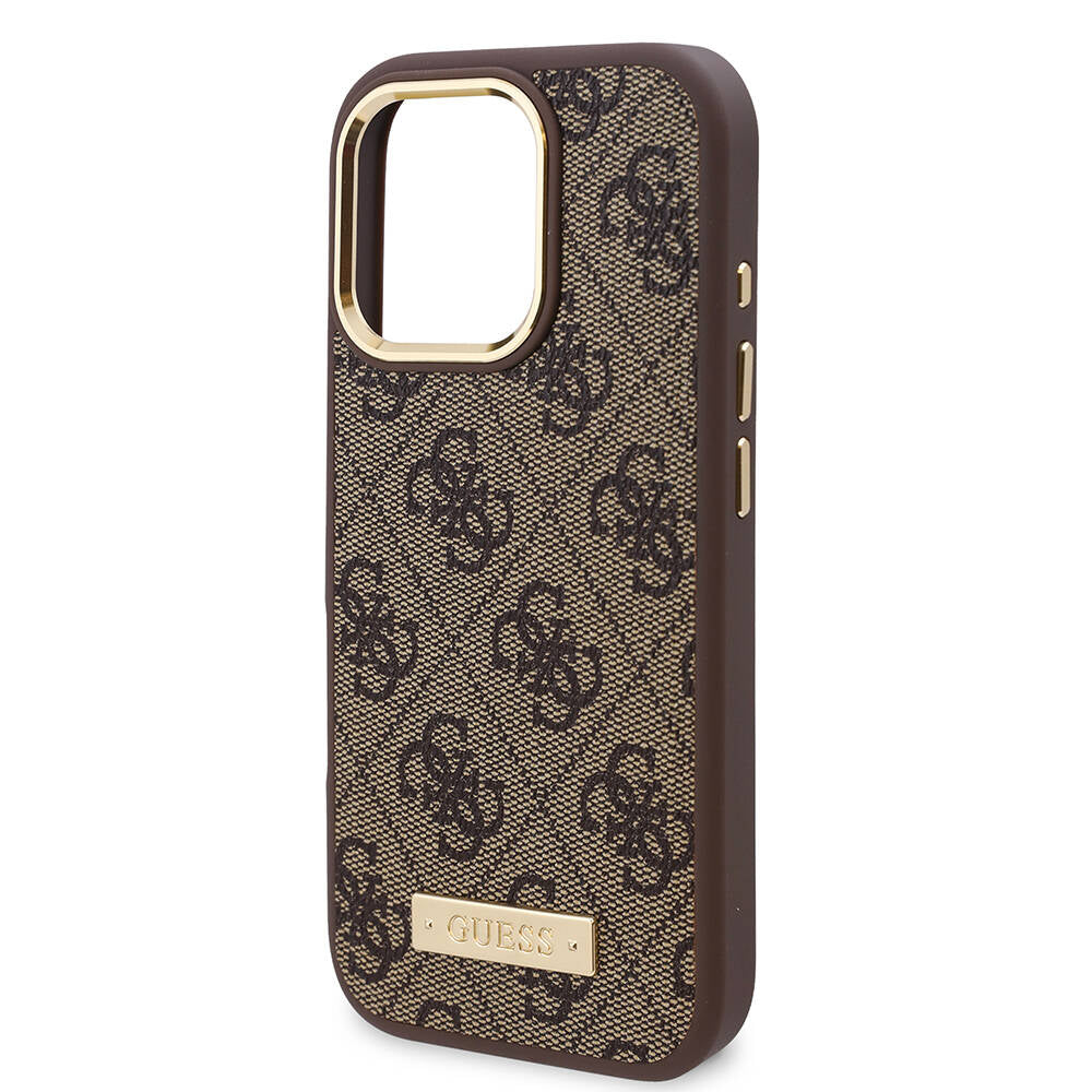 Husa MagSafe pentru Apple iPhone 16 Pro, Guess, 4G Logo Plate, Albastra
