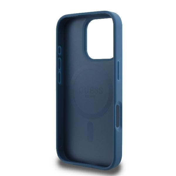 Husa MagSafe pentru Apple iPhone 16 Pro, Guess, 4G Printed Stripes, Albastra