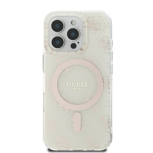 Husa MagSafe pentru Apple iPhone 16 Pro, Guess, IML 4G Background, Alba