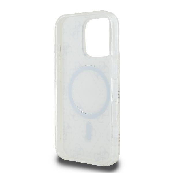 Husa MagSafe pentru Apple iPhone 16 Pro, Guess, IML 4G Background, Alba