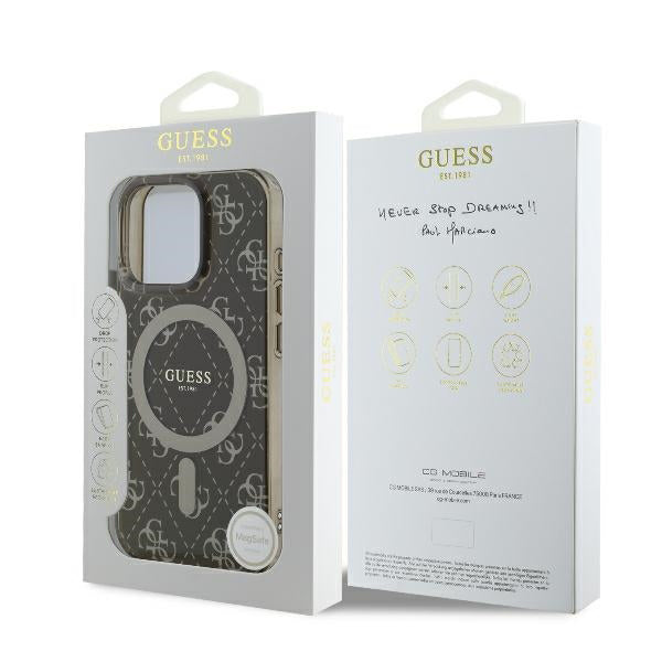 Husa MagSafe pentru Apple iPhone 16 Pro, Guess, IML 4G Background, Maro