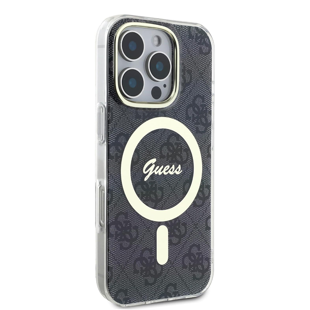 Husa MagSafe pentru Apple iPhone 16 Pro, Guess, IML 4G, Neagra