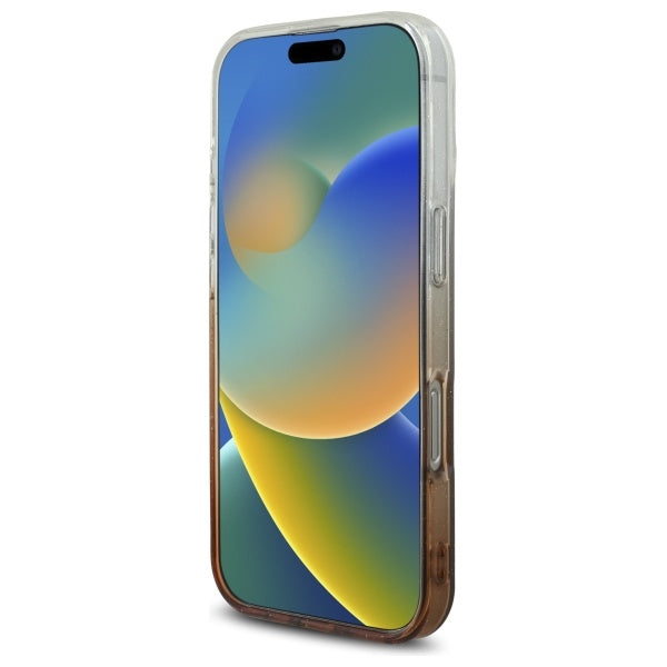 Husa MagSafe pentru Apple iPhone 16 Pro, Guess, IML Glitter Gradient, Maro